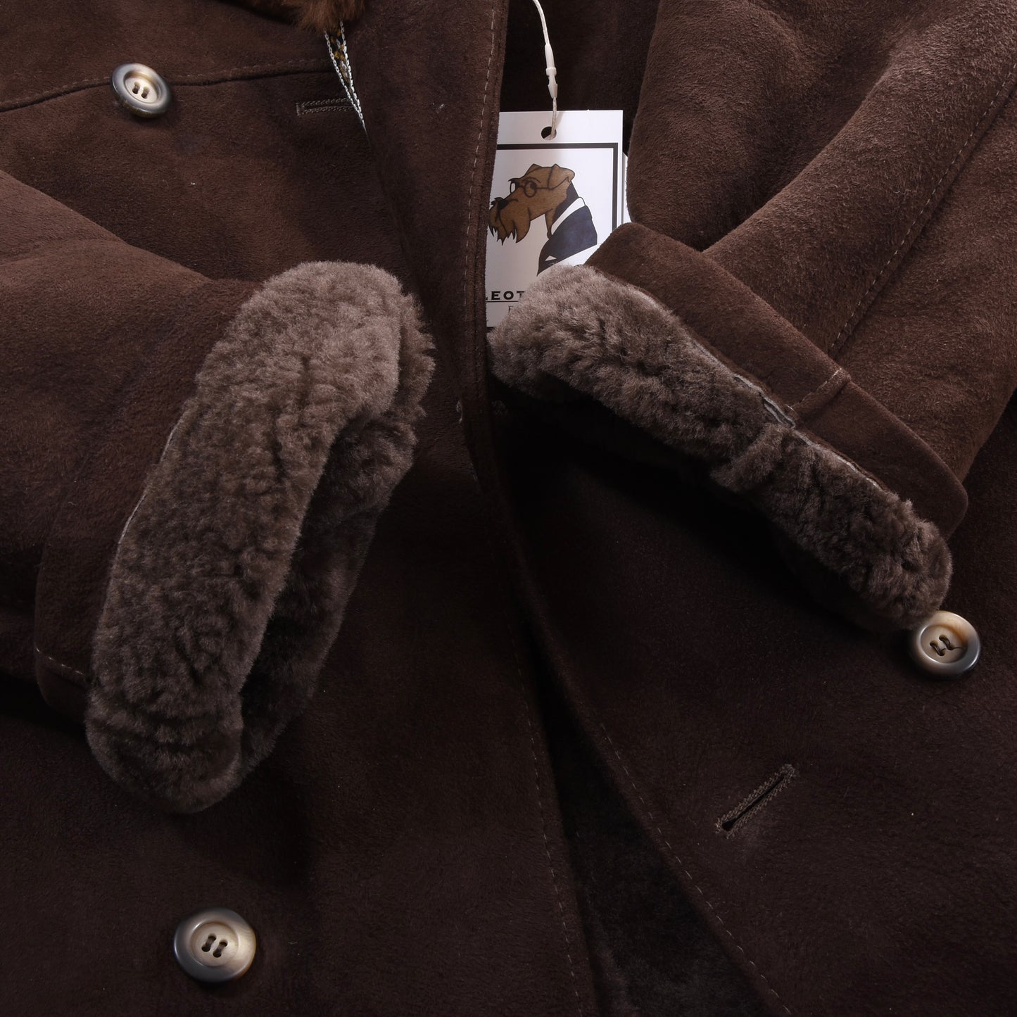 Zweireihiger Lammfellmantel, Größe 50, Brustumfang ca. 55 cm – Braun