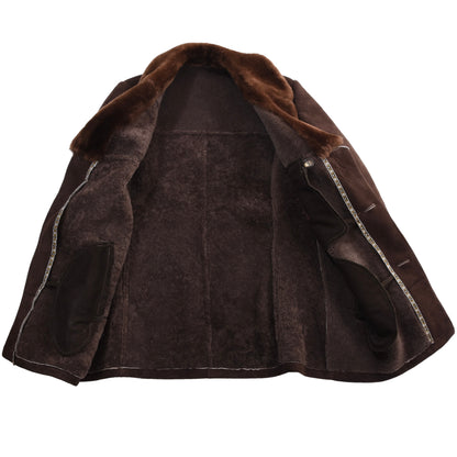 Zweireihiger Lammfellmantel, Größe 50, Brustumfang ca. 55 cm – Braun