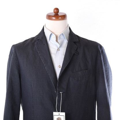 Hannes Roether Leinen-Baumwoll-Jacke Größe M ca. 54,5cm - Blau