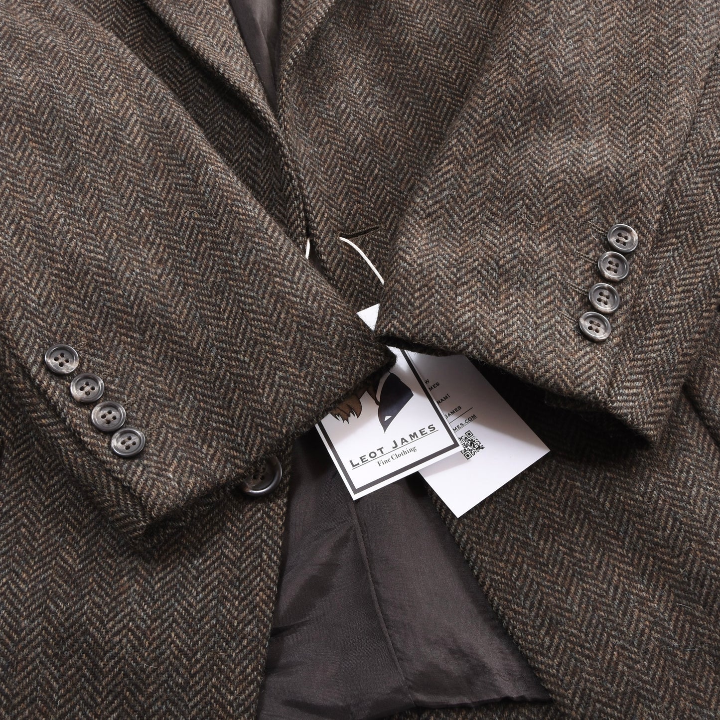 Becon Berlin Moon Tweed Linen-Wool Jacket Size 26 ca. 58cm - Herringbone