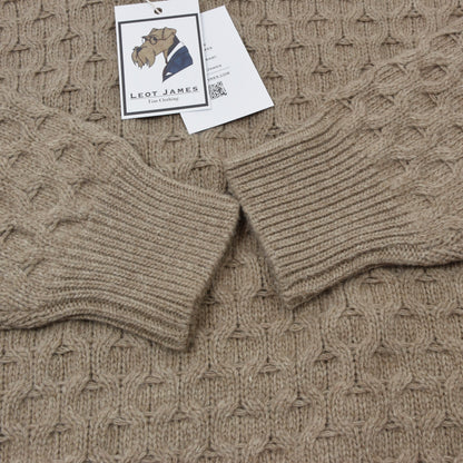 Vintage Burberrys 100% Wool 1/4 Zip Aran Sweater Size 48 Chest ca. 58.5cm - Tan/Beige