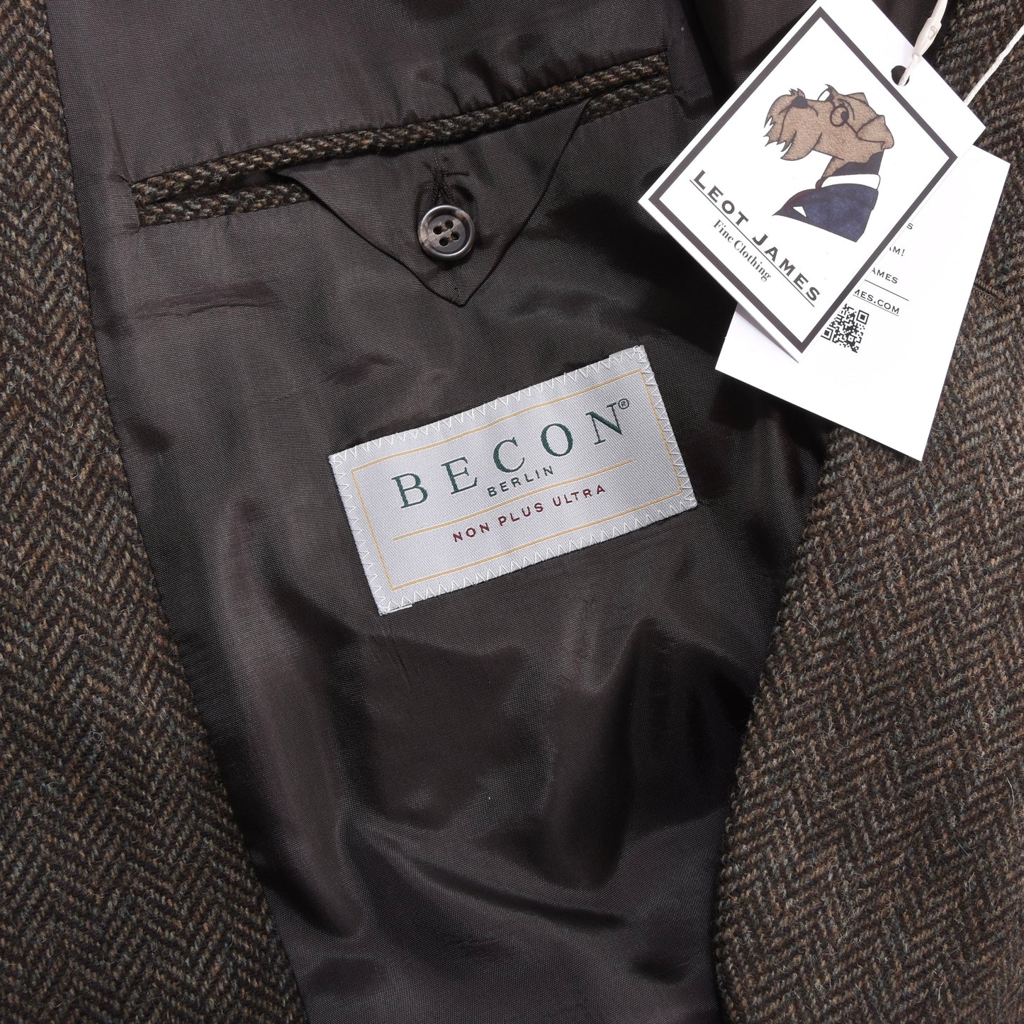 Becon Berlin Moon Tweed Linen-Wool Jacket Size 26 ca. 58cm - Herringbone