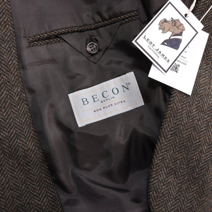 Becon Berlin Moon Tweed Linen-Wool Jacket Size 26 ca. 58cm - Herringbone