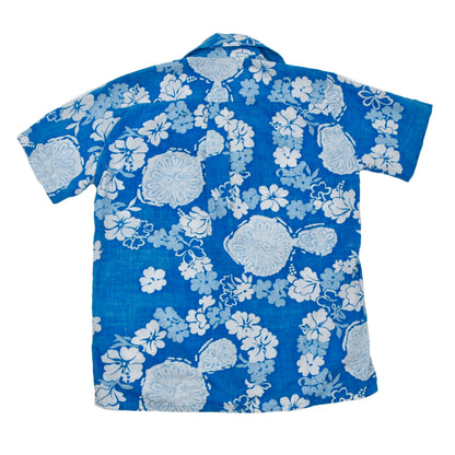 Vintage Hawaiian Popover Shirt ca. 56cm - Blue Floral