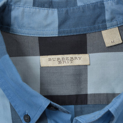 Burberry Brit Plaid Shirt Size M Chest ca. 54.5cm - Blue