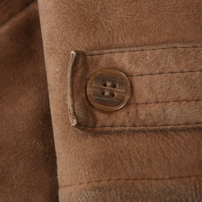 Classic Belted-Back Shearling Coat ca. 56.5cm Chest  - Brown