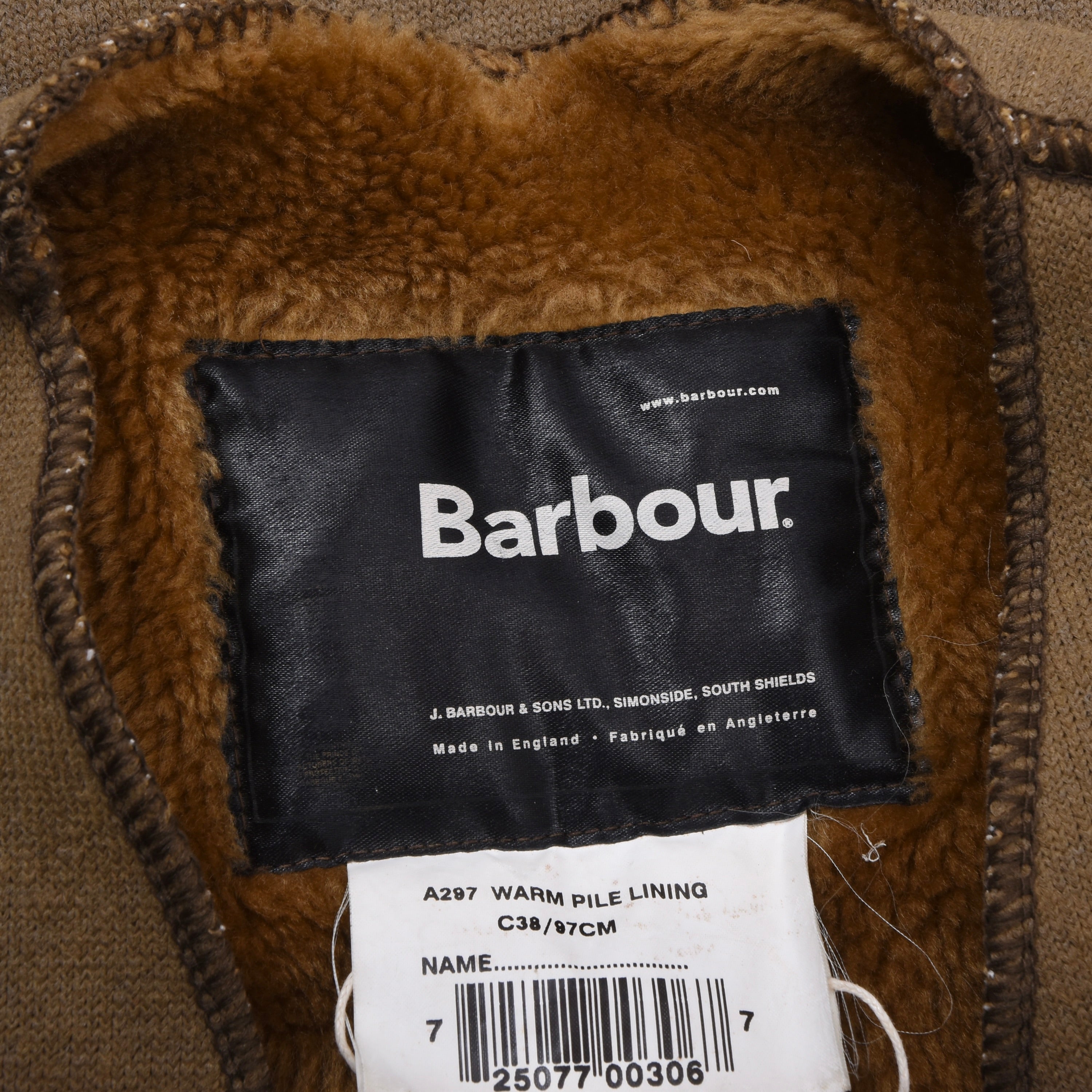 Barbour A297 パイルライニング ベスト C38/97CM　おまけ付き A297】Barbour 3warrant 00s Pile Linner Vest 