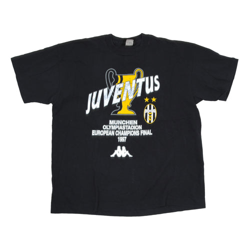 1997 Juventus x Kappa T-Shirt mit Unterschriften Größe XL - Schwarz