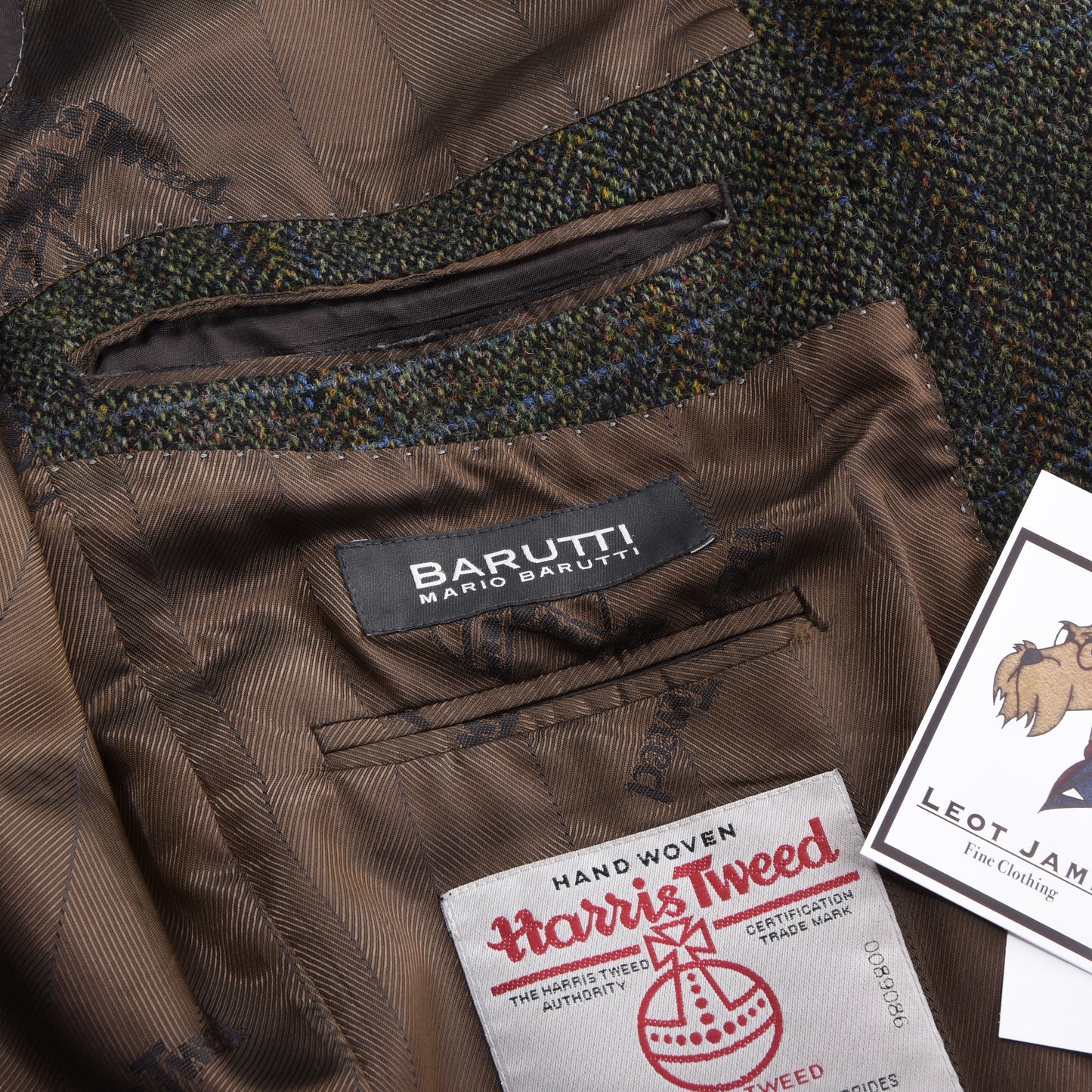 Mario Barutti Harris Tweed Jacket Size 98/40L ca. 55cm - Green