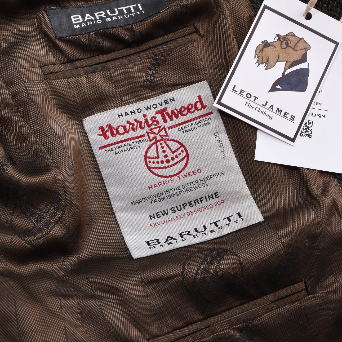 Mario Barutti Harris Tweed Jacket Size 98/40L ca. 55cm - Green