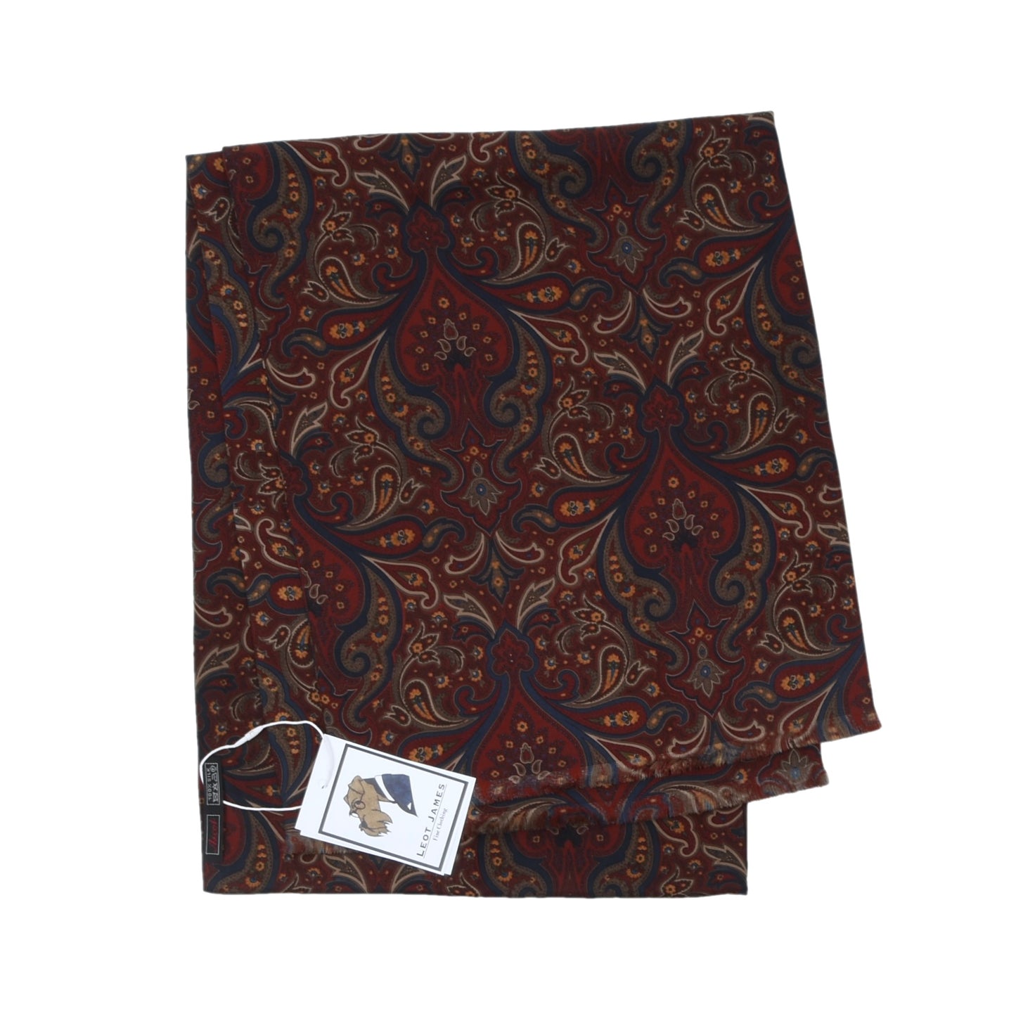 Ascot 100% Silk Dress Scarf ca. 158cm - Burgundy/Red Paisley