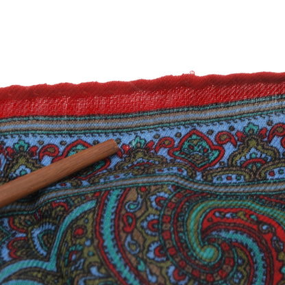 Classic Wool-Silk Dress Scarf ca. 133cm - Red Paisley