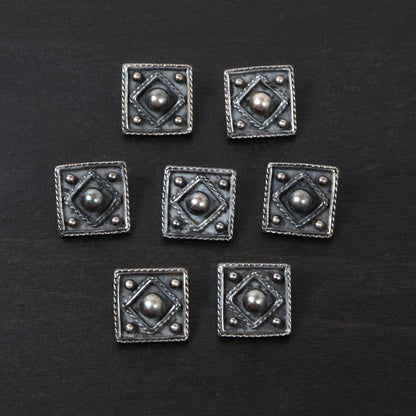 7x .835 Antique Silver Buttons - Square