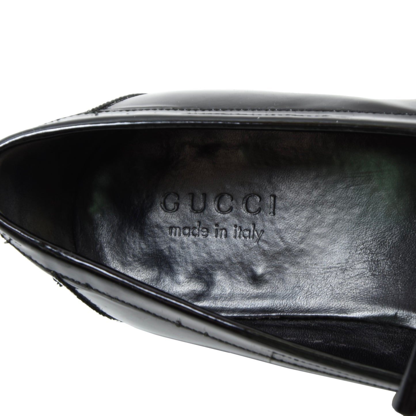 Gucci Patent Leather Tassle Loafers/Shoes Size 43 1/2E - Black