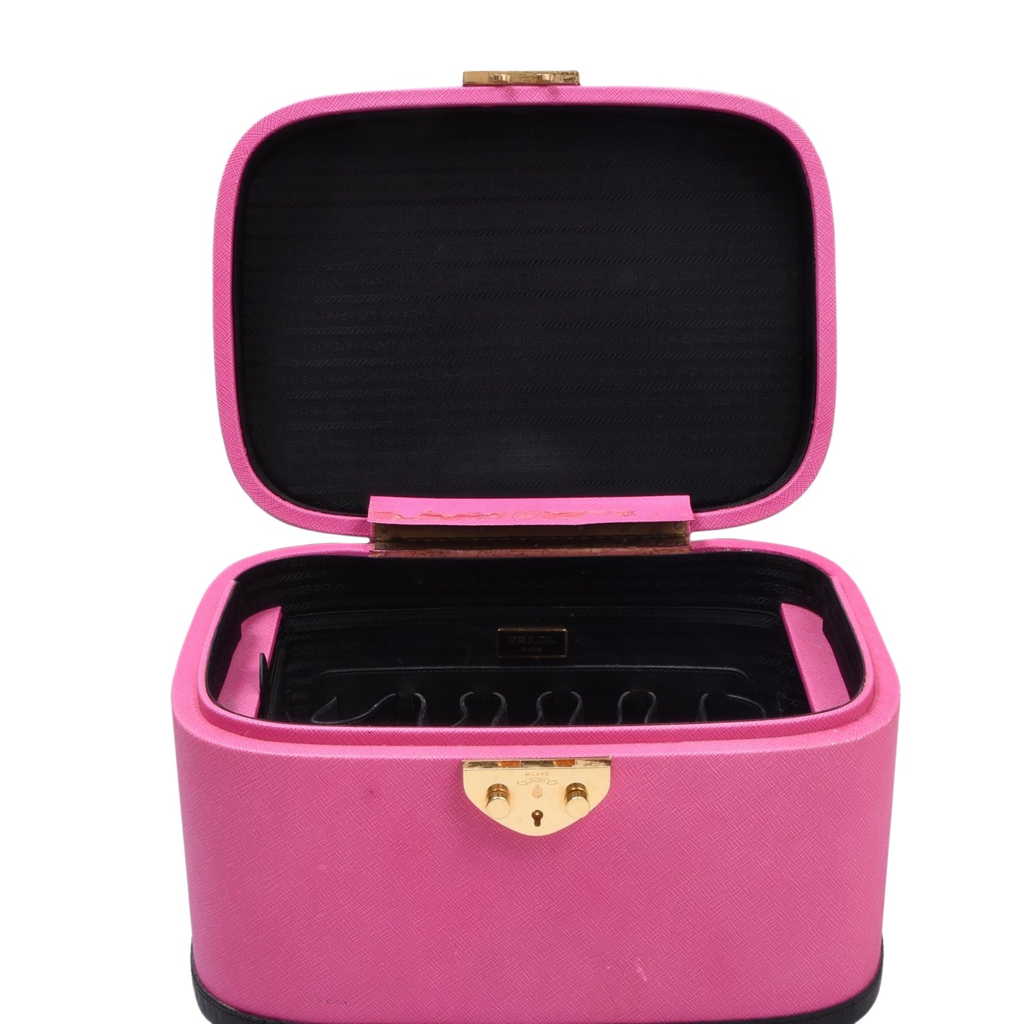 Prada Milano Beauty Case/Kulturbeutel aus Saffiano-Leder – Rosa