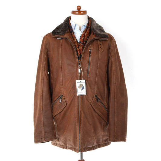 Aldo Colitti Cow Nubuk Leather Jacket ca. 60cm - Brown