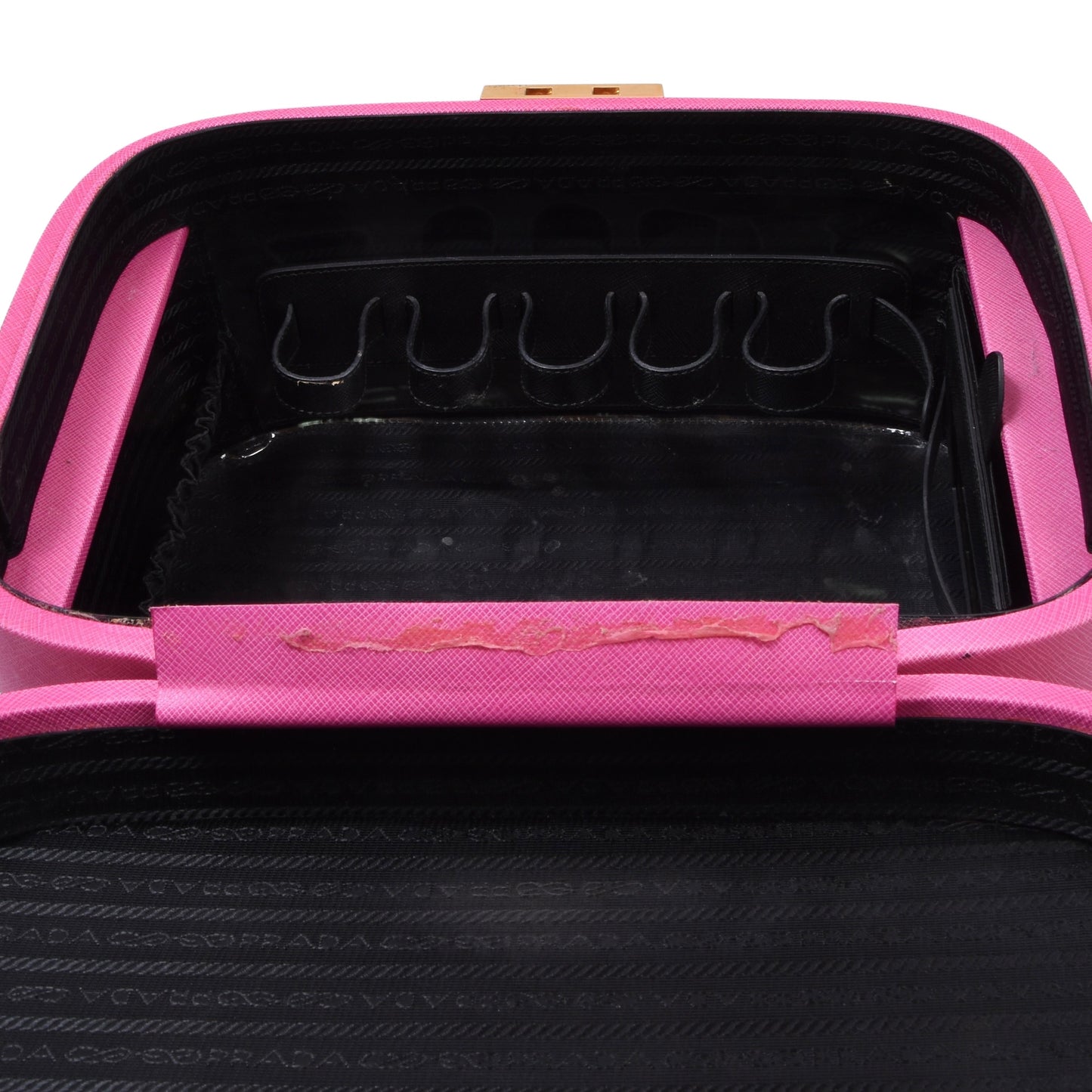 Prada Milano Beauty Case/Kulturbeutel aus Saffiano-Leder – Rosa