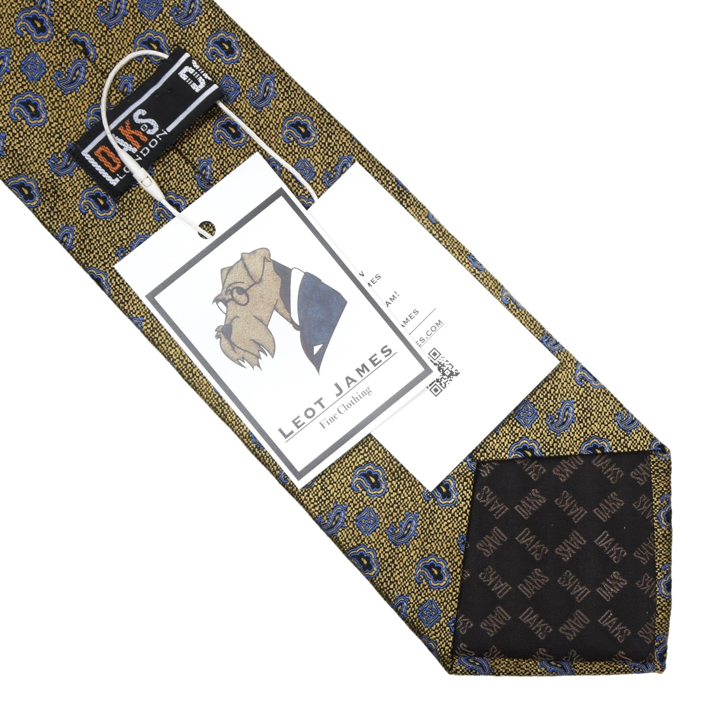 DAKS London Silk Tie ca. 142cm/9.5cm - Gold Blue Paisley