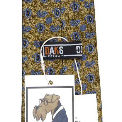 DAKS London Silk Tie ca. 142cm/9.5cm - Gold Blue Paisley