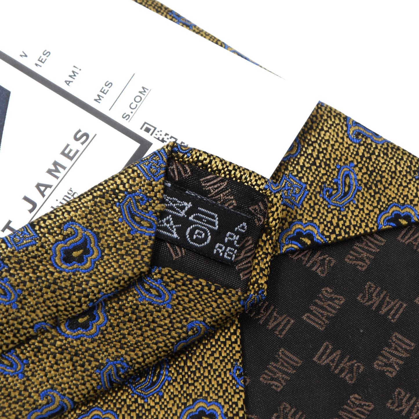 DAKS London Silk Tie ca. 142cm/9.5cm - Gold Blue Paisley