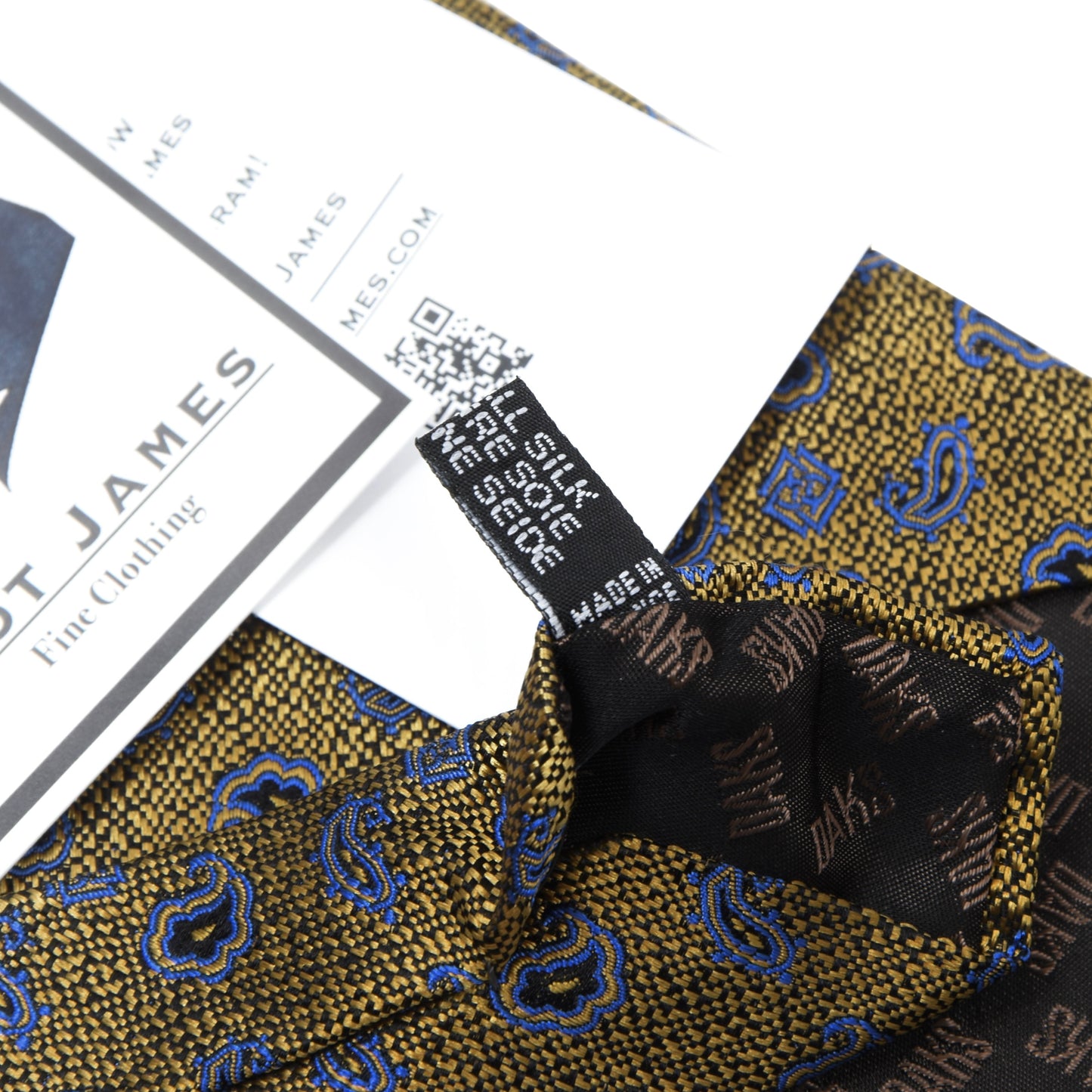DAKS London Silk Tie ca. 142cm/9.5cm - Gold Blue Paisley