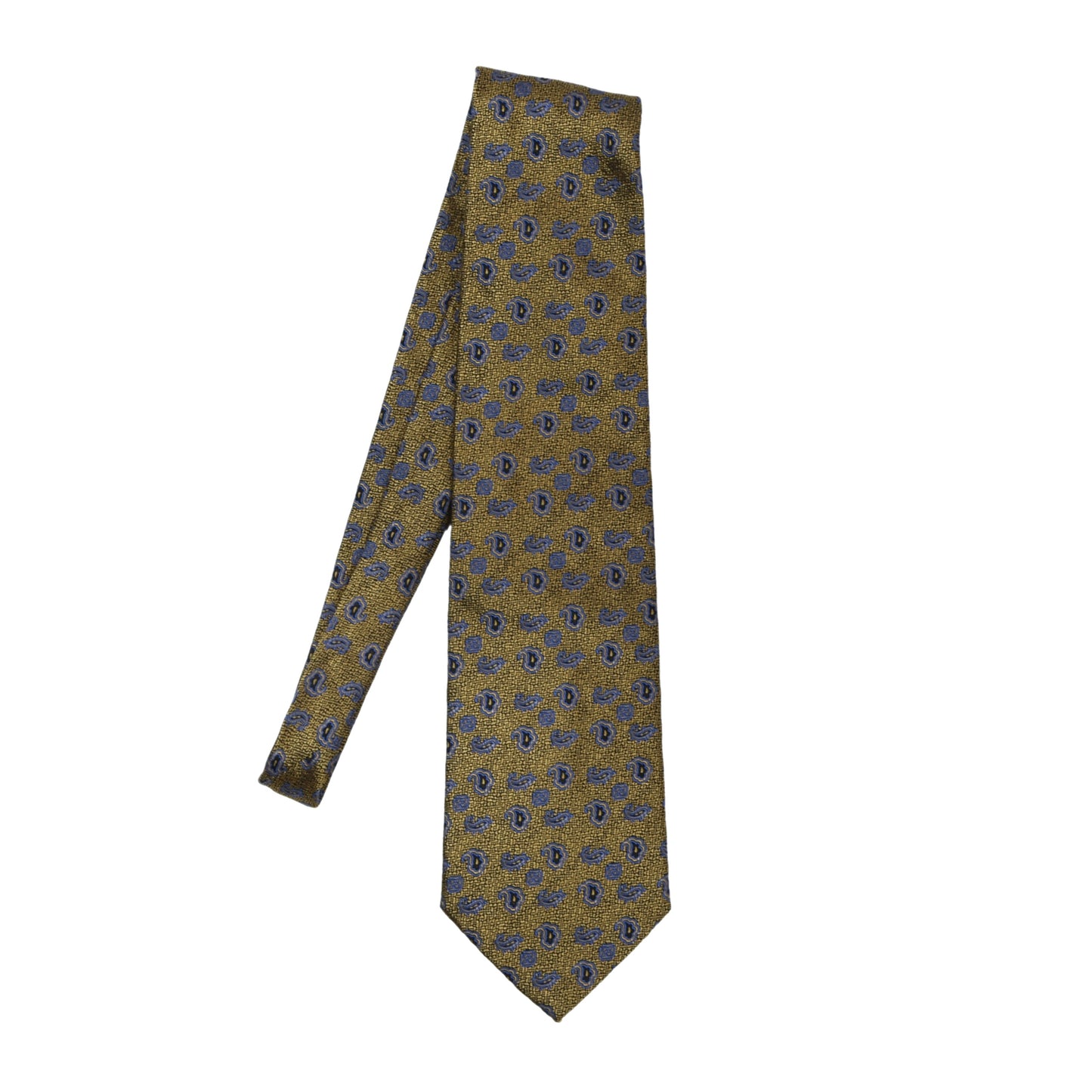 DAKS London Silk Tie ca. 142cm/9.5cm - Gold Blue Paisley