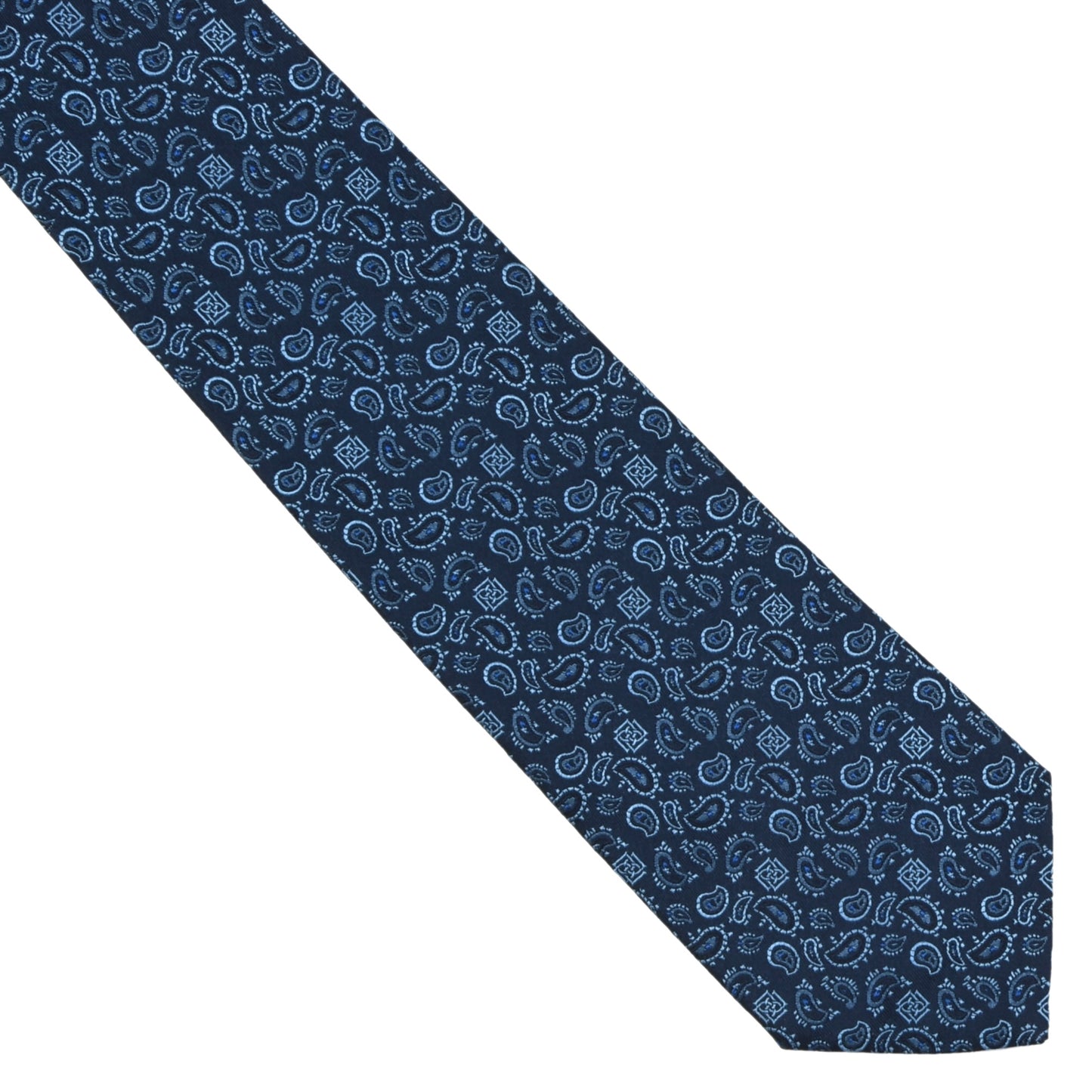 DAKS London Silk Tie ca. 143.5cm/9.5cm - Navy Blue Paisley