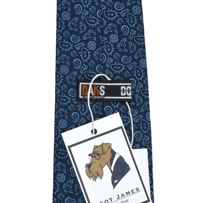 DAKS London Silk Tie ca. 143.5cm/9.5cm - Navy Blue Paisley