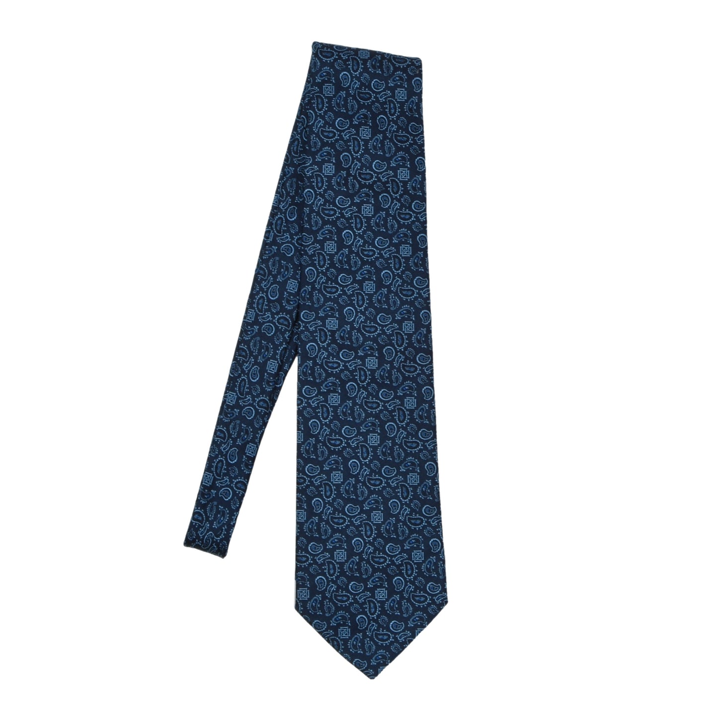 DAKS London Silk Tie ca. 143.5cm/9.5cm - Navy Blue Paisley