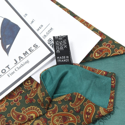 DAKS London Ancient Madder Silk Tie ca. 146cm/9.7cm - Green Paisley