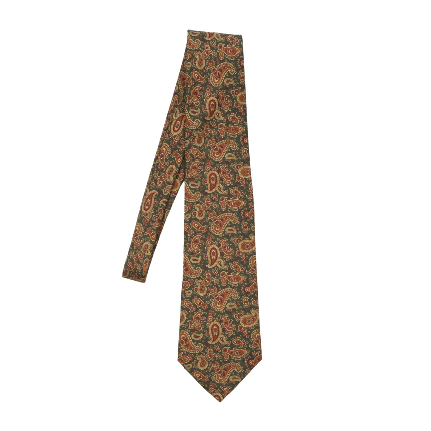 DAKS London Ancient Madder Silk Tie ca. 146cm/9.7cm - Green Paisley