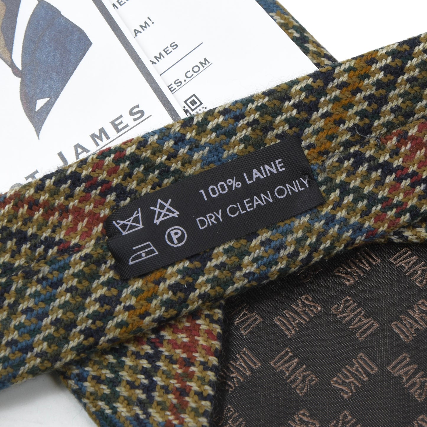 DAKS London 100% Wool Tie ca. 143.5cm/9.5cm - Plaid