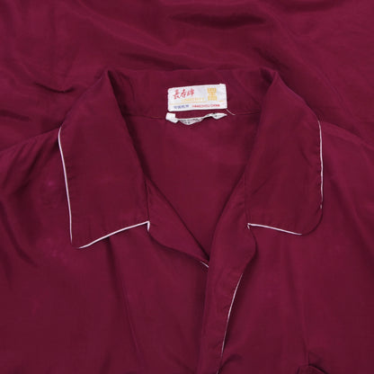 Vintage Longevity 100% Silk Pyjamas Size XXL Chest ca. 65.5cm - Burgundy