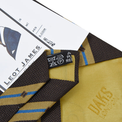 DAKS London Silk Tie ca. 144cm/9.5cm - Brown/Gold Stripes