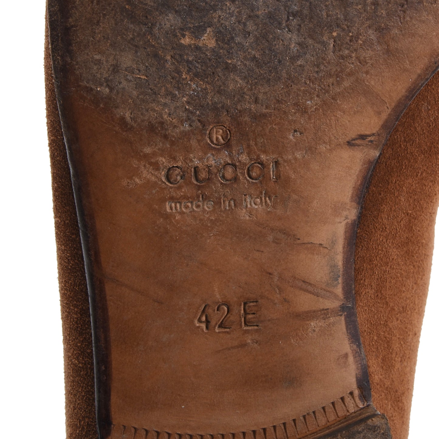 Gucci Horsebit Suede Loafers Size 42E - Tobacco Brown