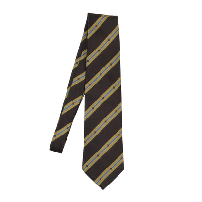 DAKS London Silk Tie ca. 144cm/9.5cm - Brown/Gold Stripes