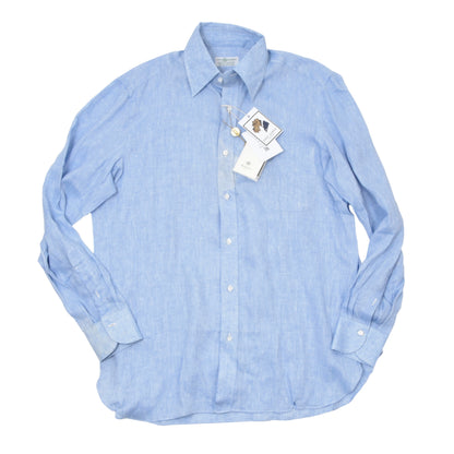 NWD Luigi Borrelli 100% Linen Shirt Size 42 DEFECT - Blue