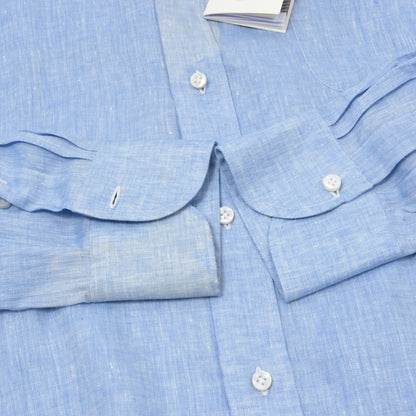 NWD Luigi Borrelli 100% Linen Shirt Size 42 DEFECT - Blue