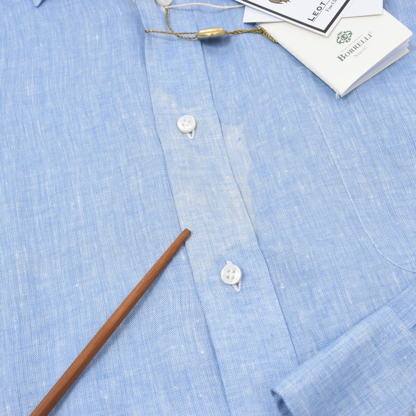 NWD Luigi Borrelli 100% Linen Shirt Size 42 DEFECT - Blue