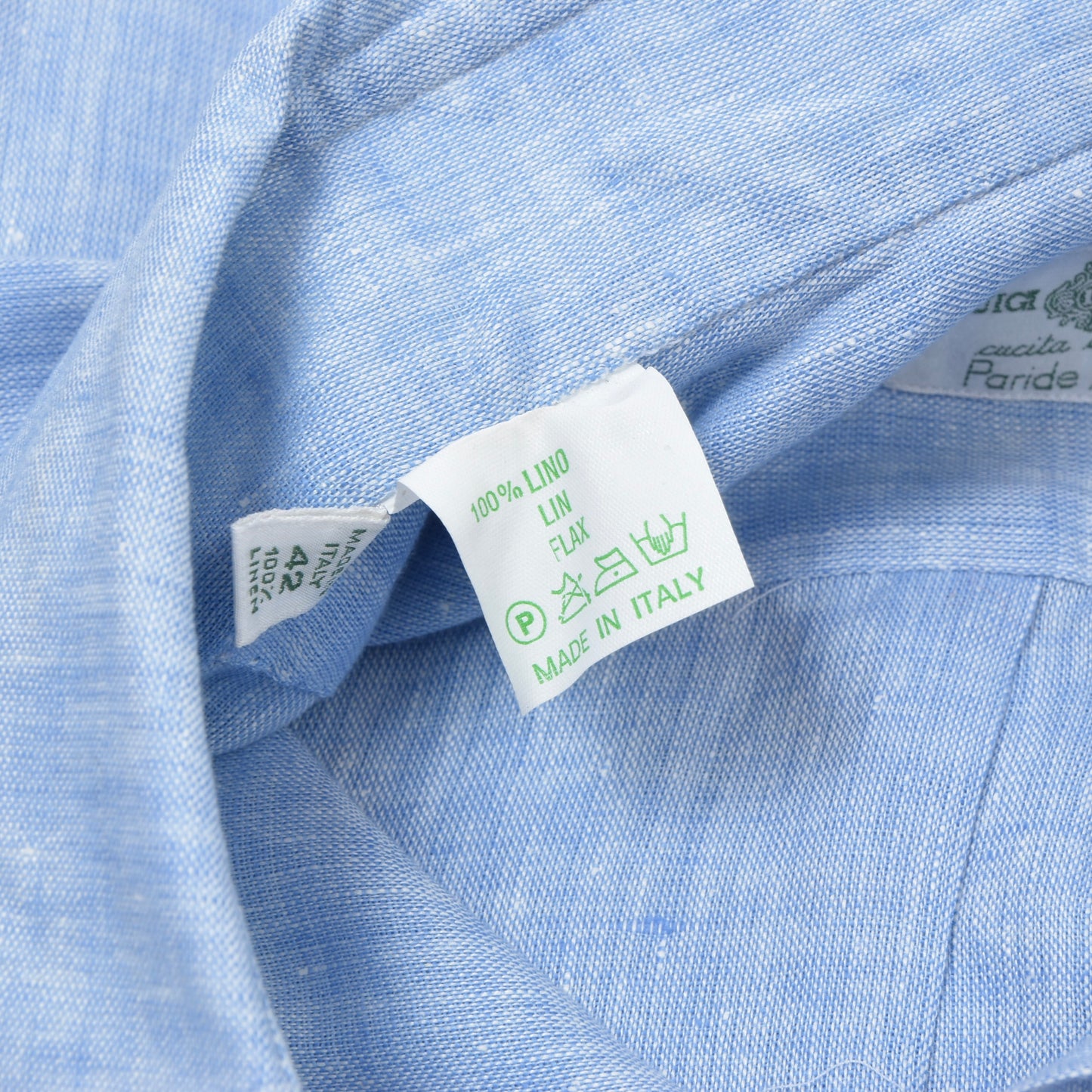 NWD Luigi Borrelli 100% Linen Shirt Size 42 DEFECT - Blue