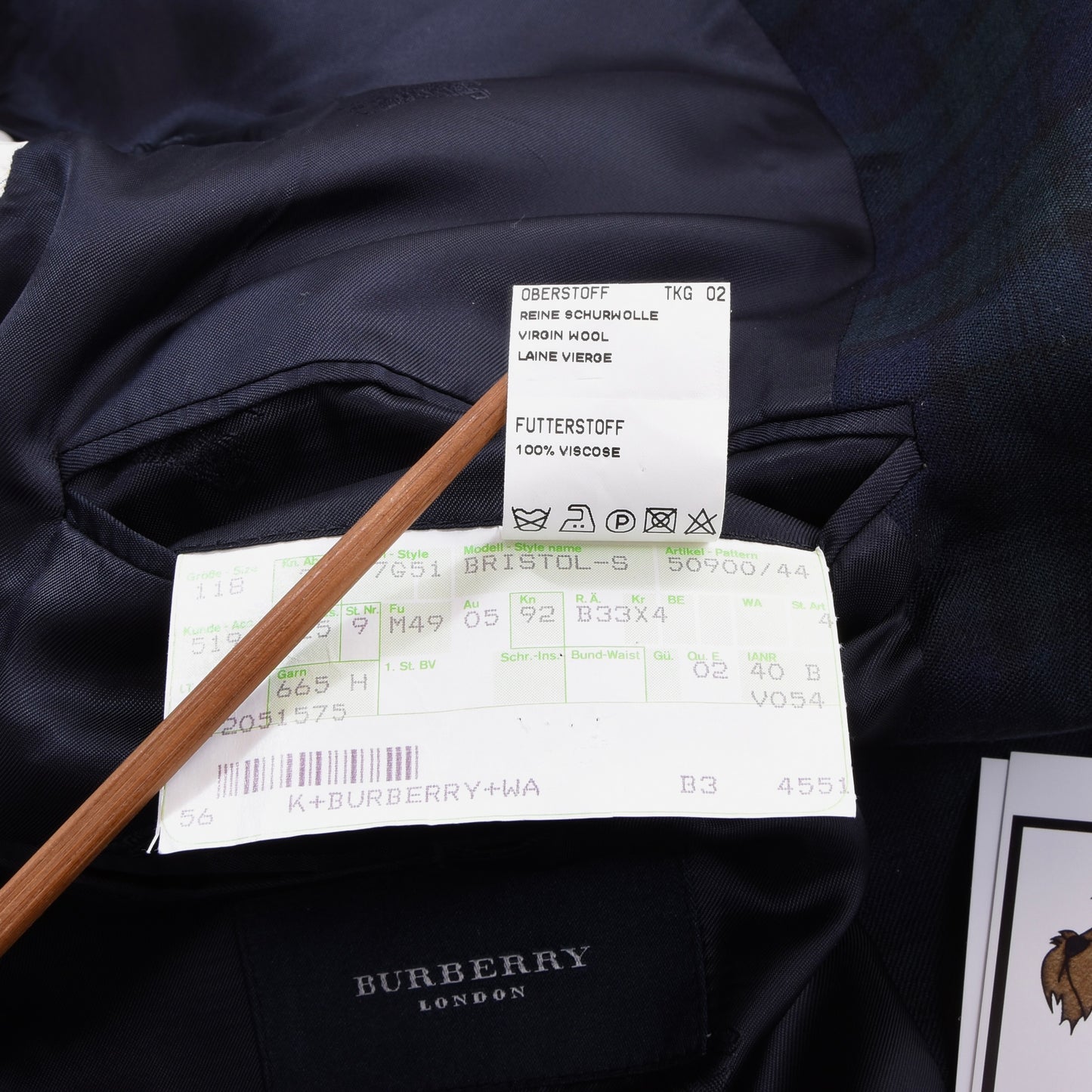 Burberry London Wool Jacket Size 118 ca. 66.5cm - Blackwatch
