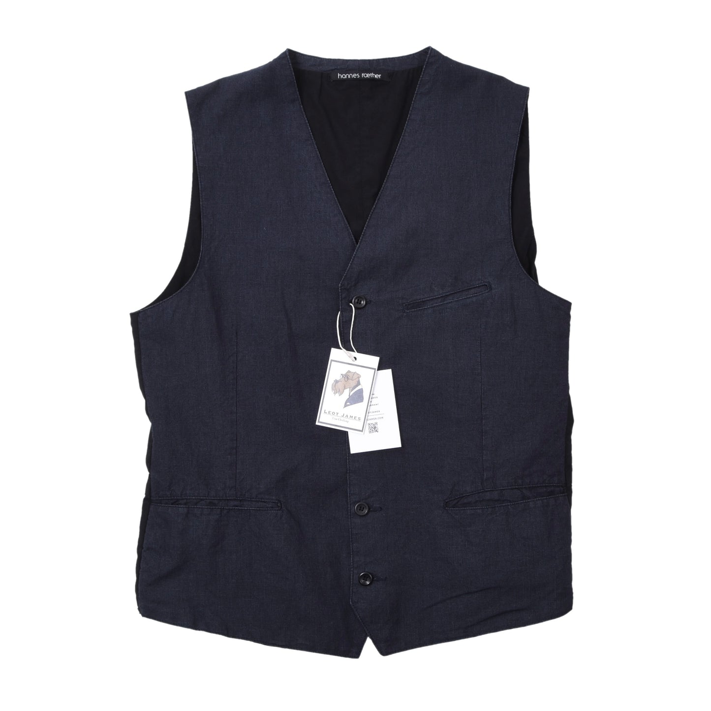 Hannes Roether Linen-Cotton Waistcoat/Vest Size M Chest ca. 51cm - Blue