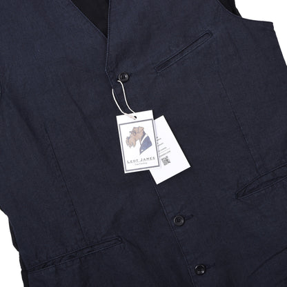 Hannes Roether Linen-Cotton Waistcoat/Vest Size M Chest ca. 51cm - Blue
