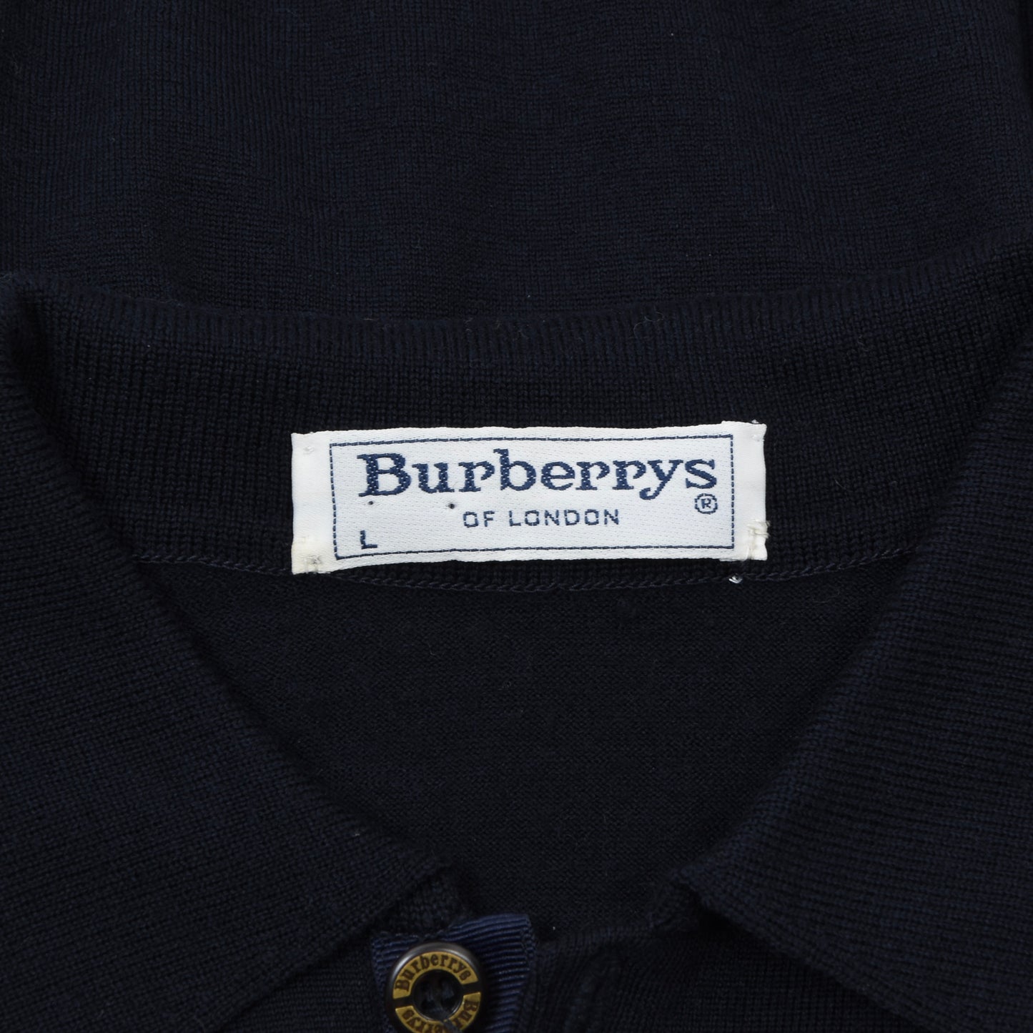 Vintage Burberrys Wool Polo Sweater Size L ca. 57.5cm - Navy Blue