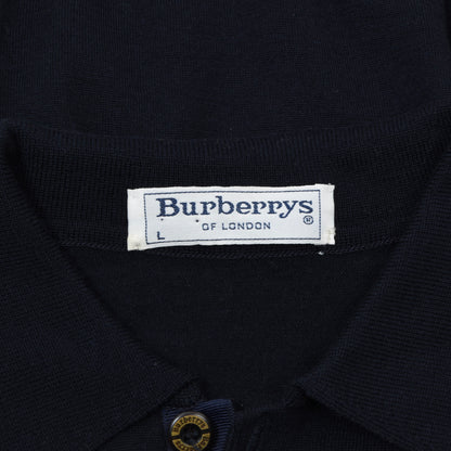 Vintage Burberrys Wool Polo Sweater Size L ca. 57.5cm - Navy Blue