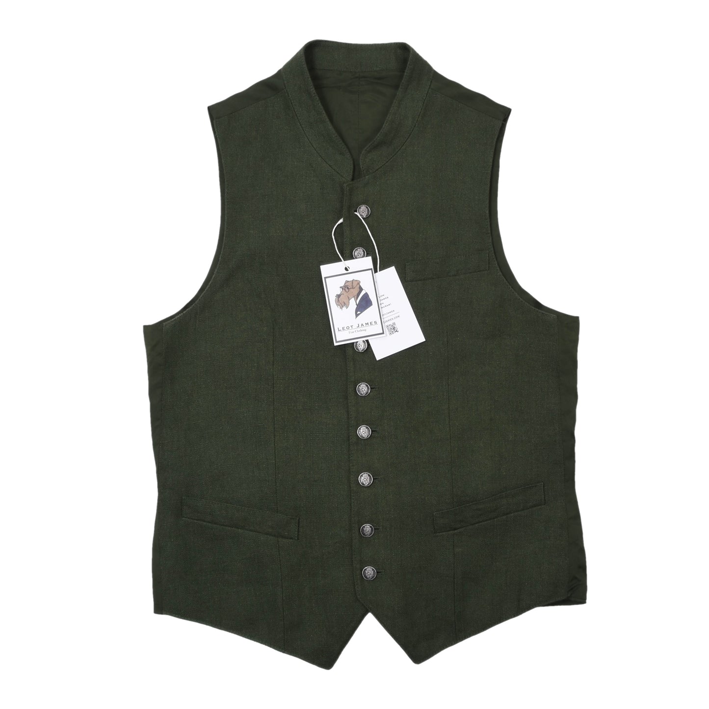 Allwerk Linen Vest/Trachtengilet Size 44 ca. 46.5cm - Green