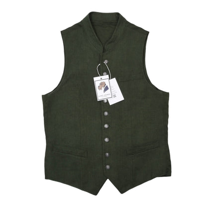 Allwerk Linen Vest/Trachtengilet Size 44 ca. 46.5cm - Green