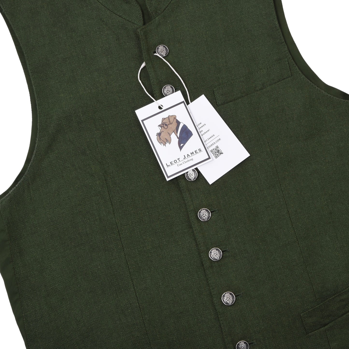 Allwerk Linen Vest/Trachtengilet Size 44 ca. 46.5cm - Green