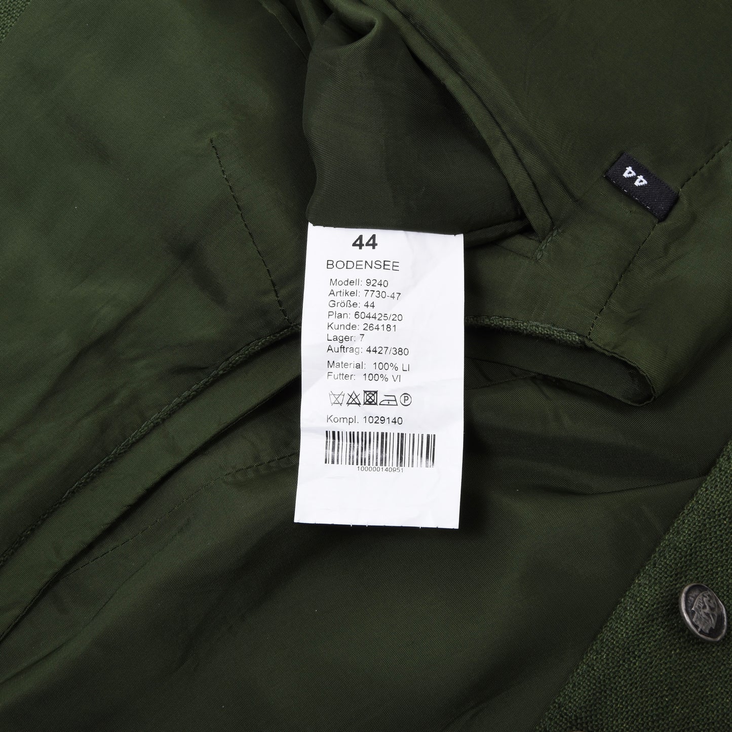 Allwerk Linen Vest/Trachtengilet Size 44 ca. 46.5cm - Green