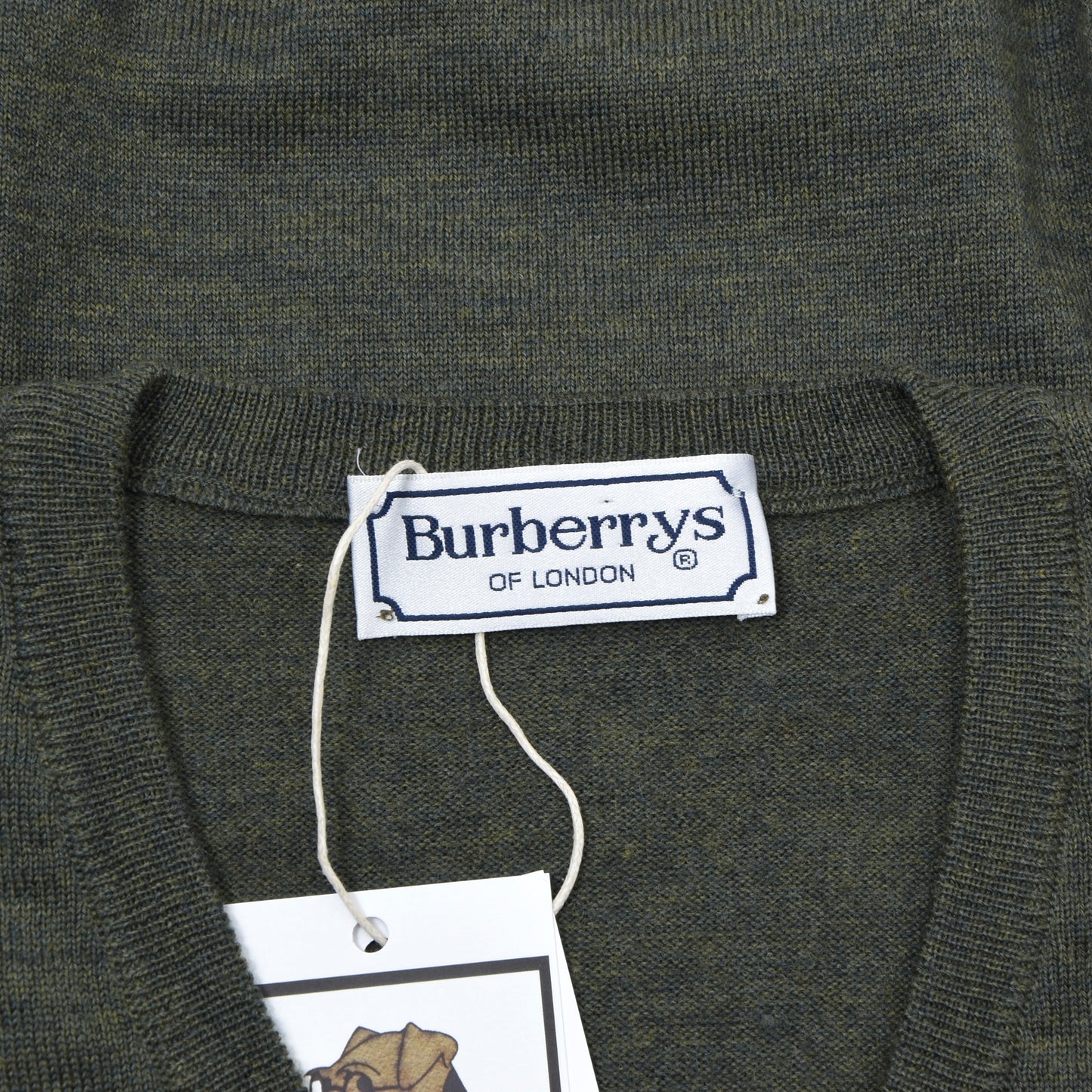 Vintage Burberrys V-Neck Wool Sweater Chest ca. 57.5cm - Green